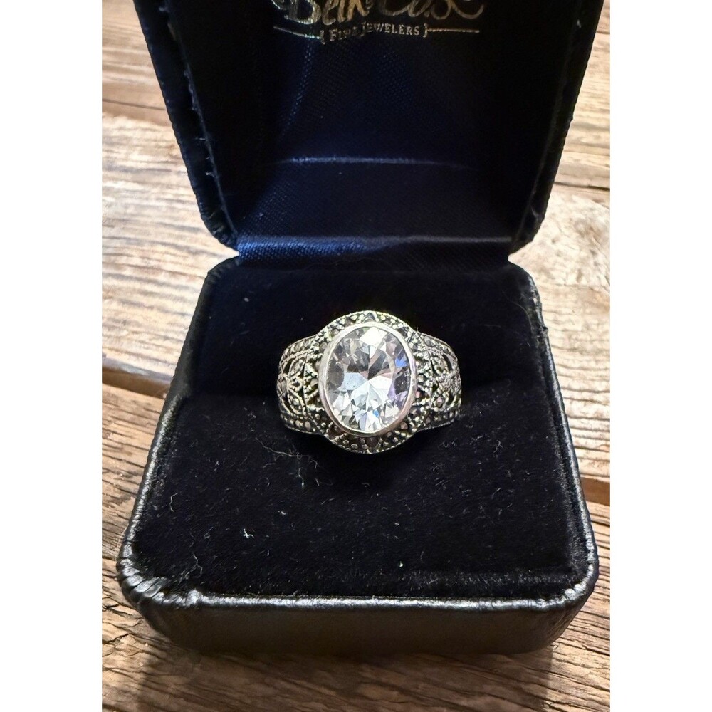 Belk Sterling Silver CZ Filigree Ring Size 8
